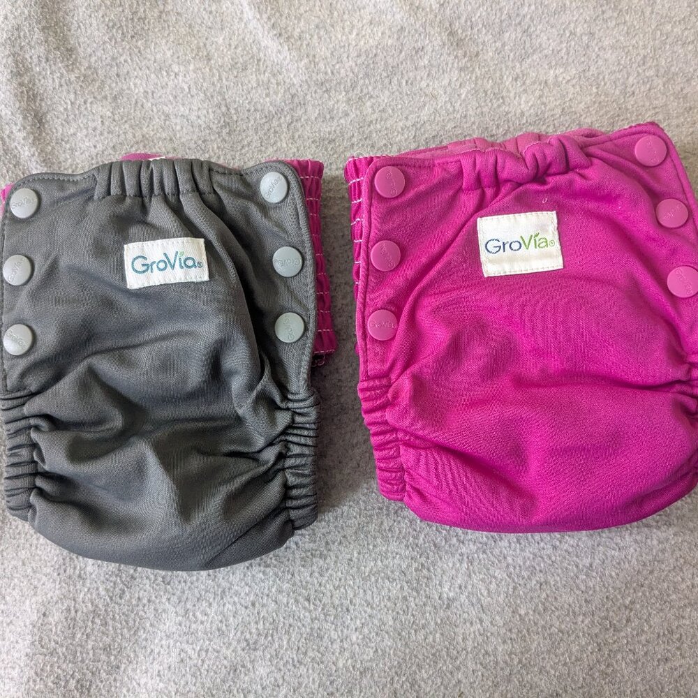 GroVia Reusable Cloth Diaper Covers - Pink & Gray